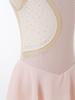 Girls Sleeveless Dance Dress Round Neck Rhinestone Decorated Patchwork Style Performance Costume for Ballet Jazz