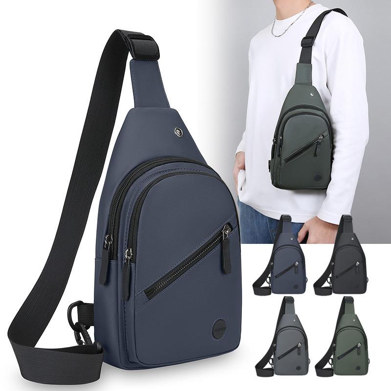 Korean Fashion Men's Chest Bag Simple Commuter Messenger Bag Multi-layer Storage Portable Travel Shoulder Bag.