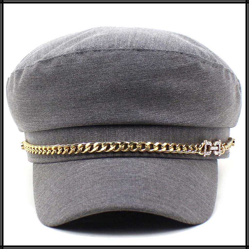Marine Newsboy Gold for Going CZ302 [White Fang] Cap, Cap, Chain, Hat, Out, Travel, Brim, Women's, (Pink)
