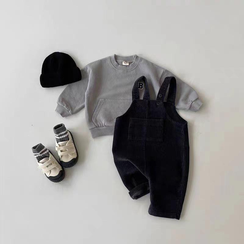Korean Style Autumn Corduroy Overalls for Infants and Toddlers - Unisex, Multi-color Casual Outfit