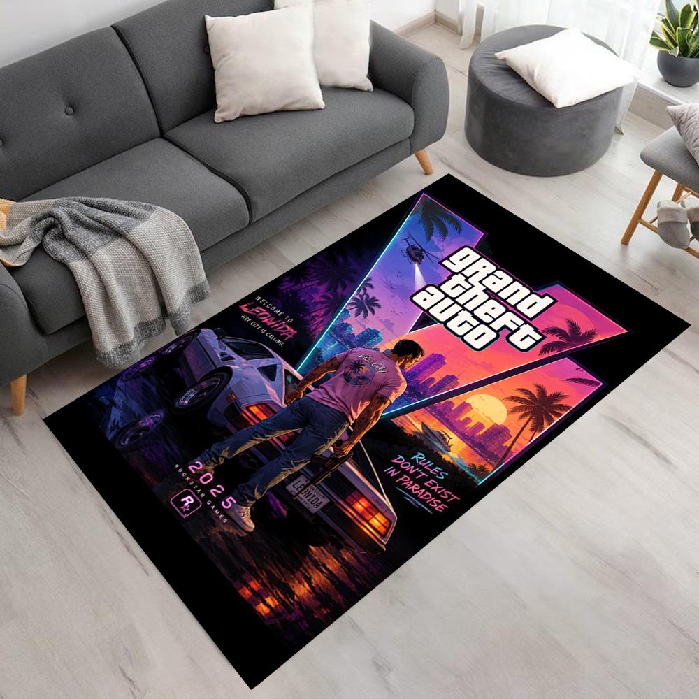 Grand Theft Auto Floor Rug Office Rug Design for Living Rooms Dining Room Bedrooms Playrooms Antislip Carpet Anime Office Decor