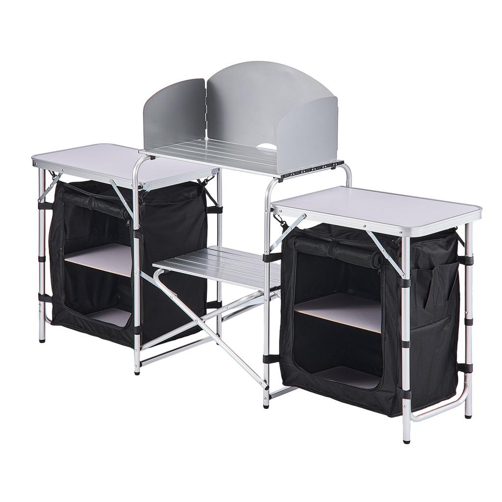 VEVOR Tavolo da campeggio pieghevole, Tavolo portatile in alluminio leggero da esterno, Stazione di cottura da cucina a montaggio rapido, con organizer portaoggetti