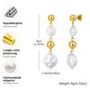 Vintage Irregular Imitation Pearl Earrings for Women, Gold Color Stainless Steel Drop Earrings, Elegant Jewelry Party Gifts