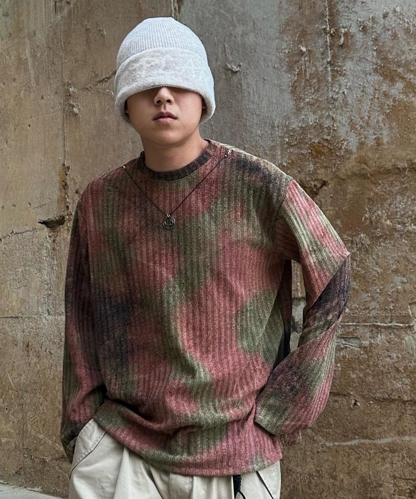 DAMP Necklace Tie-Dye Knit_Brown