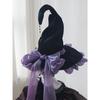 Handmade Dark Goth Lolita Wide-Brim Witch Hat for Halloween