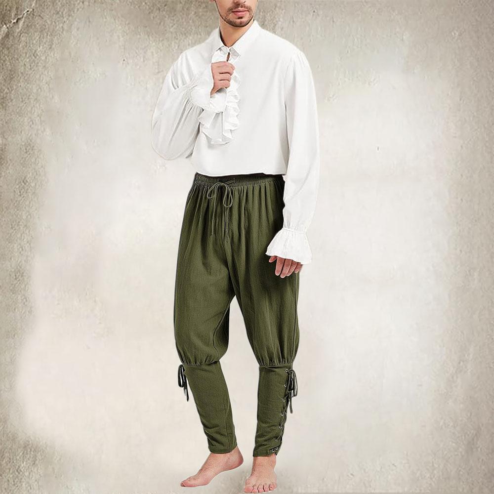 Renaissance Costume Men's Pirate Pants Gothic Classical Medieval Viking Navigator Halloween Cosplay Clothing Banded Trousers