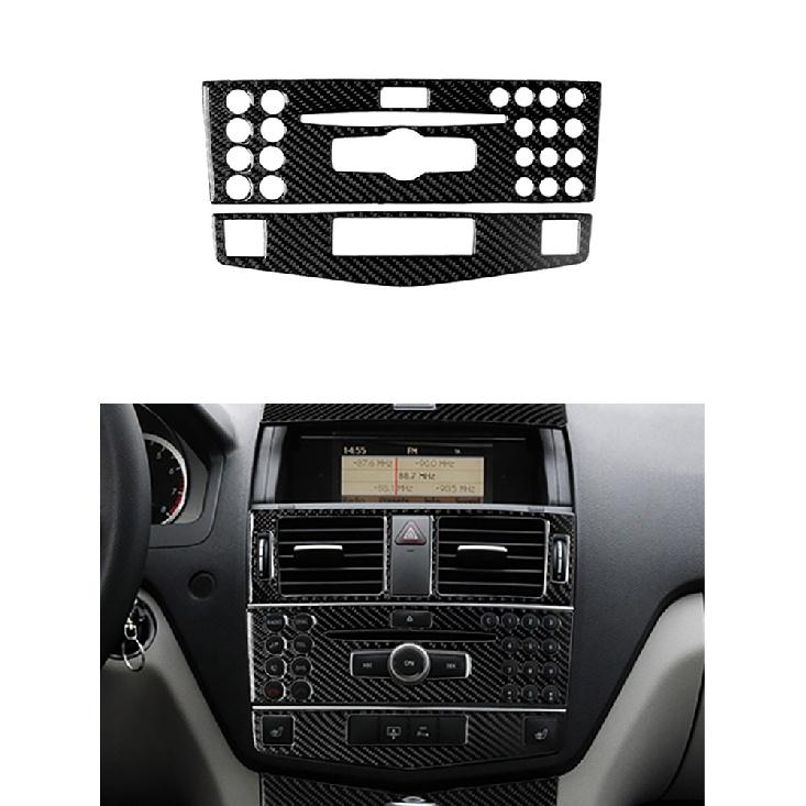 Car Accessories Interior Carbon Fiber Stickers For Mercedes-Benz C Class W204 2007-2013 Entral Console A/C Switch Panel