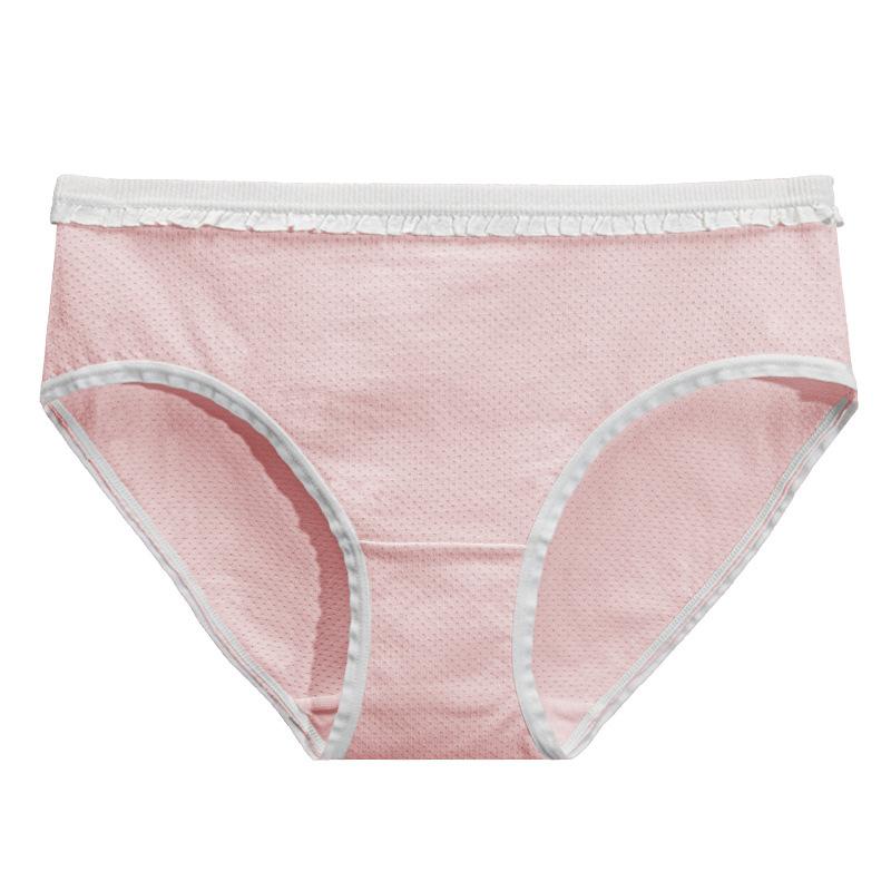 Women's Antibacterial Pure Cotton Breathable Mid-Waist Plus Size Cute Triangle Panties