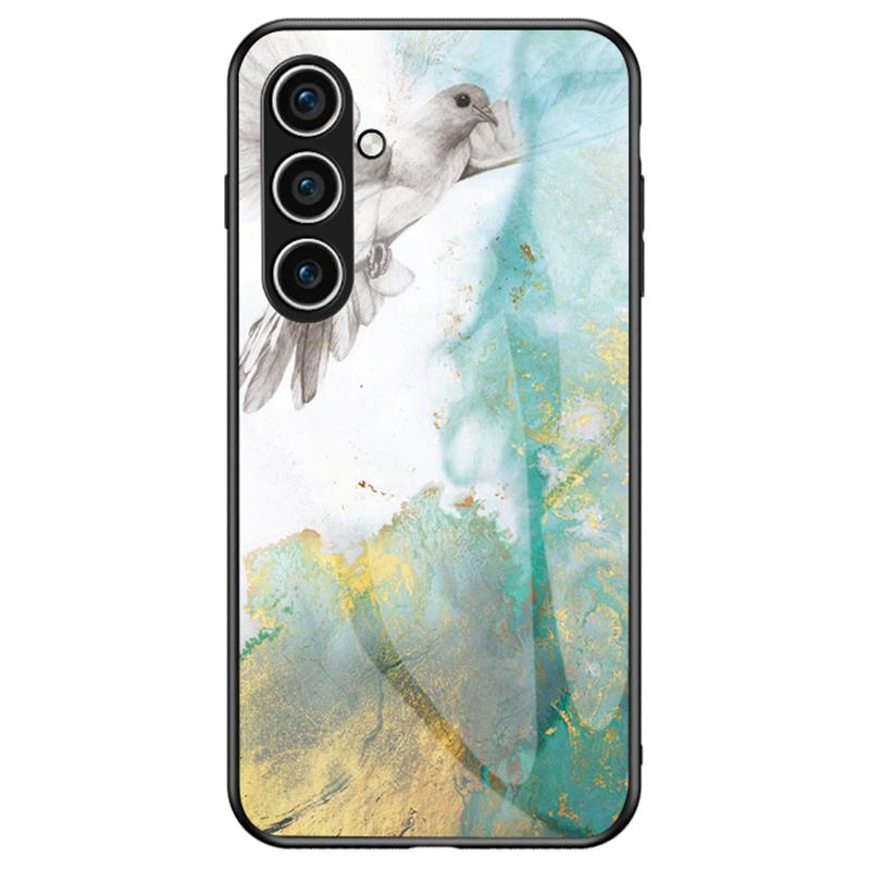 

For Samsung Galaxy A16 4G/5G Case Marble Pattern Tempered Glass+PC+TPU Protective Phone Cover Flying Pigeon Marble