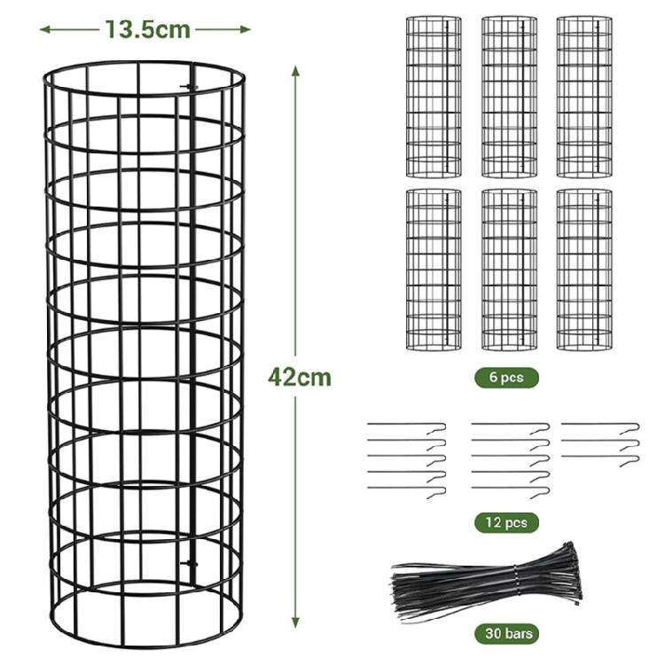 6pcs Plant Guards Protectors with Ziped Ties Metal Stakes Garden Protections Tree