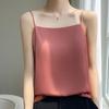 2025 Summer Spaghetti Strap Outerwear with Satin One-Shoulder Top and Solid Color Base Vest