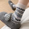 Women's Warm Nordic Fair Isle Argyle Wool Socks - Retro Ethnic Style for Autumn/Winter