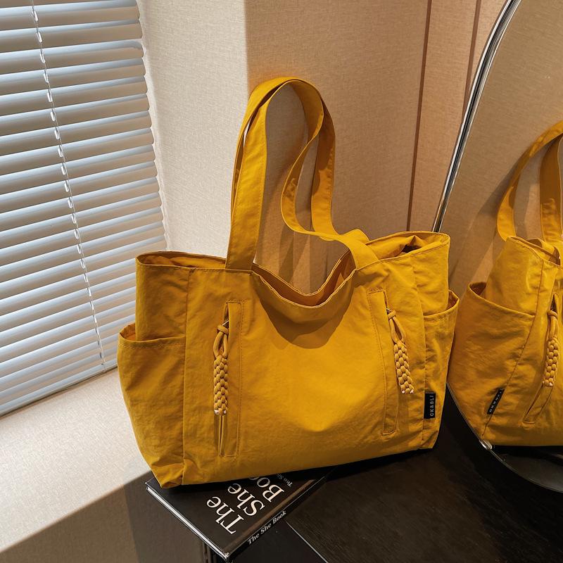 Japanese-Style Waterproof Nylon Minimalist Shoulder Bag for Women - Large Capacity Commuter Tote