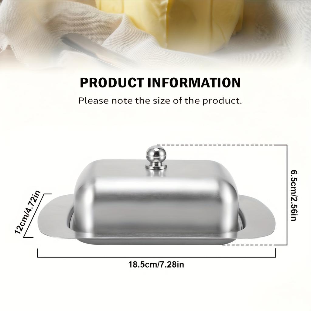 D5 Stainless Steel 1PC Butter Dish with Lid Double Covered Butter Tray Butter Dish Convenient Butter Tray for Kitchen Dinnerware