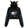 Reincarnato come uno Slime Crop Top Corto da Donna Anime con Orecchie da Gatto