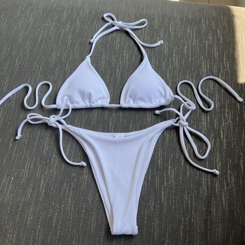 European and American Sexy Three-Point Small Sunken Stripe Split Swimsuit Bikini Bikini