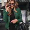 Female Spring Autumn PU Jacket Zipper Leather Fashion Short Thin Solid Cardigan Suit Tops