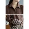 DIMANAF 2025 Plus Size New Blouse Long Sleeve Shirt Casual Stripe Tops Tees Vintage Women Loose Shirt Basic Oversize
