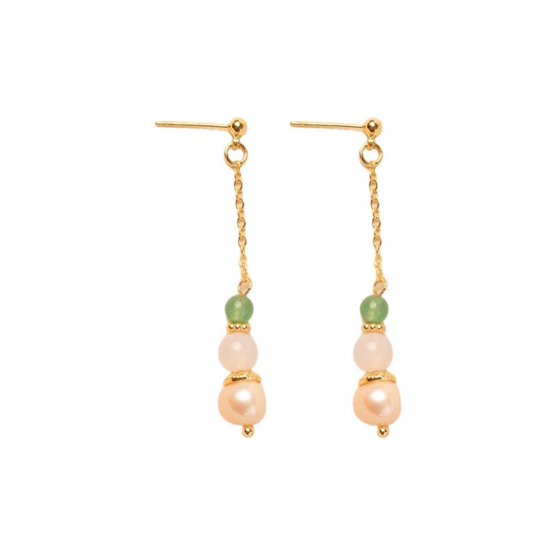 Women's Summer Style Fresh Pearl Earrings, High-End Hanfu Accessories, 925 Sterling Silver