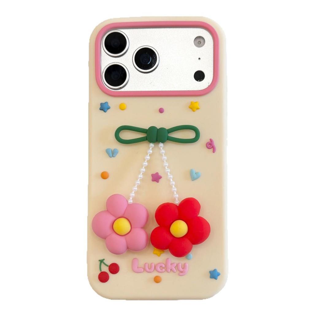 3D Flower Pendant Anti-Drop Phone Case for iPhone 17/16/15/14/13/12/ProMax