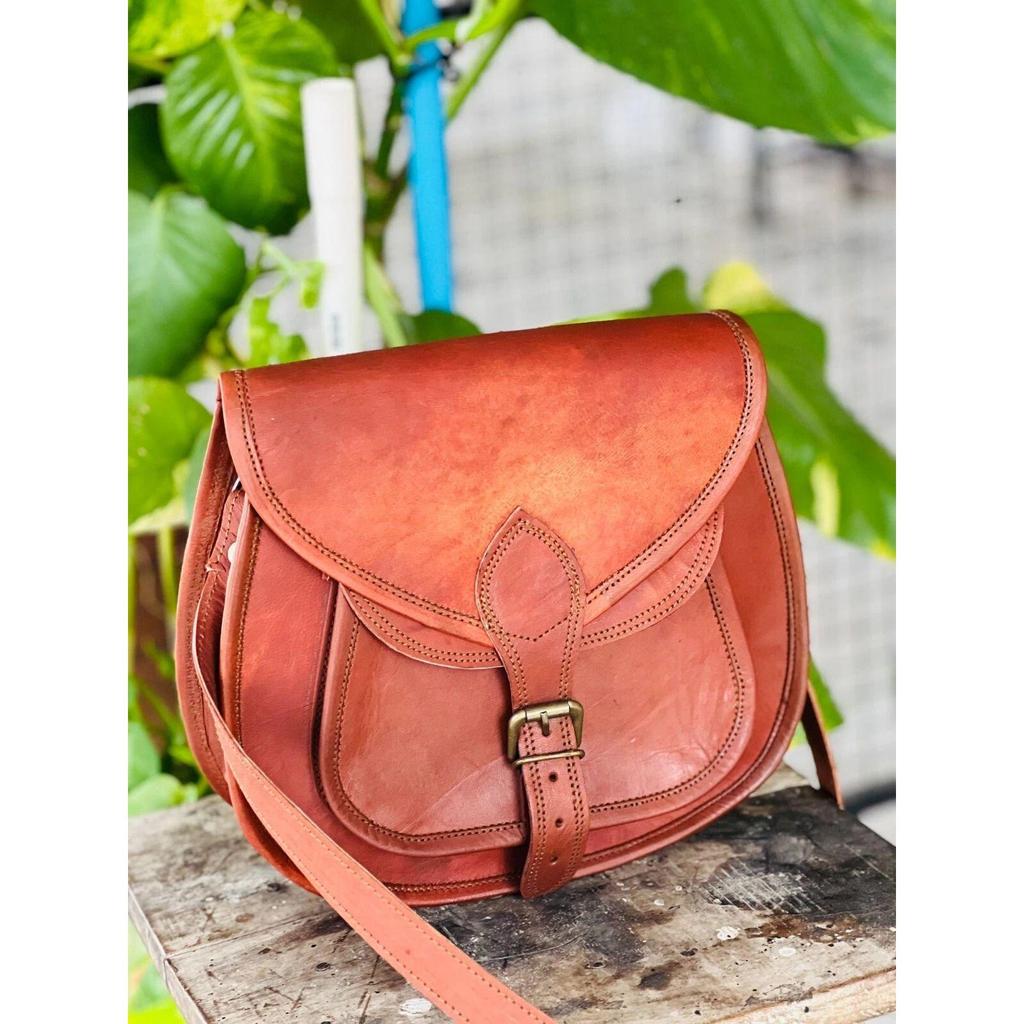 Dámská kožená crossbody kabelka z kozí kůže Nové messenger kabelky Hnědá taška