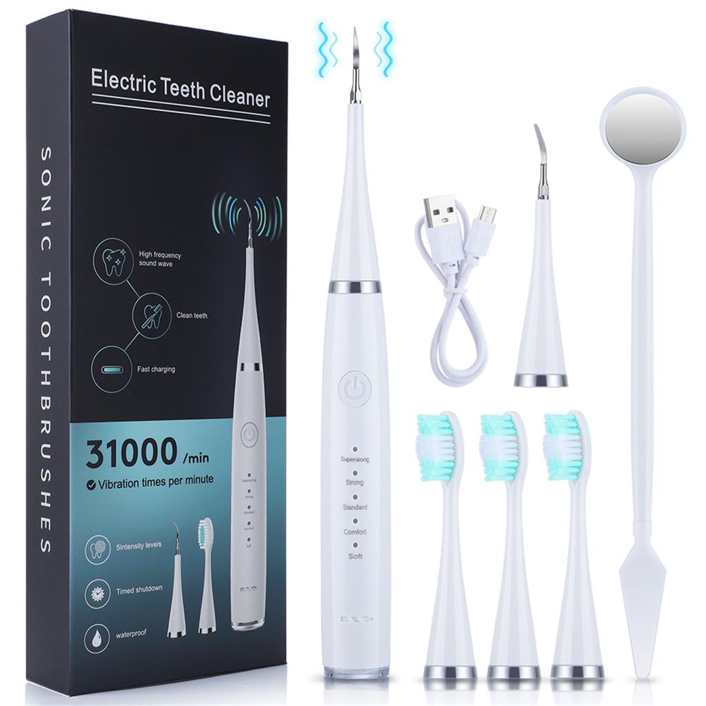 6 in 1 Electric Teeth Cleaner Teeth Whitening Device Oral Care White