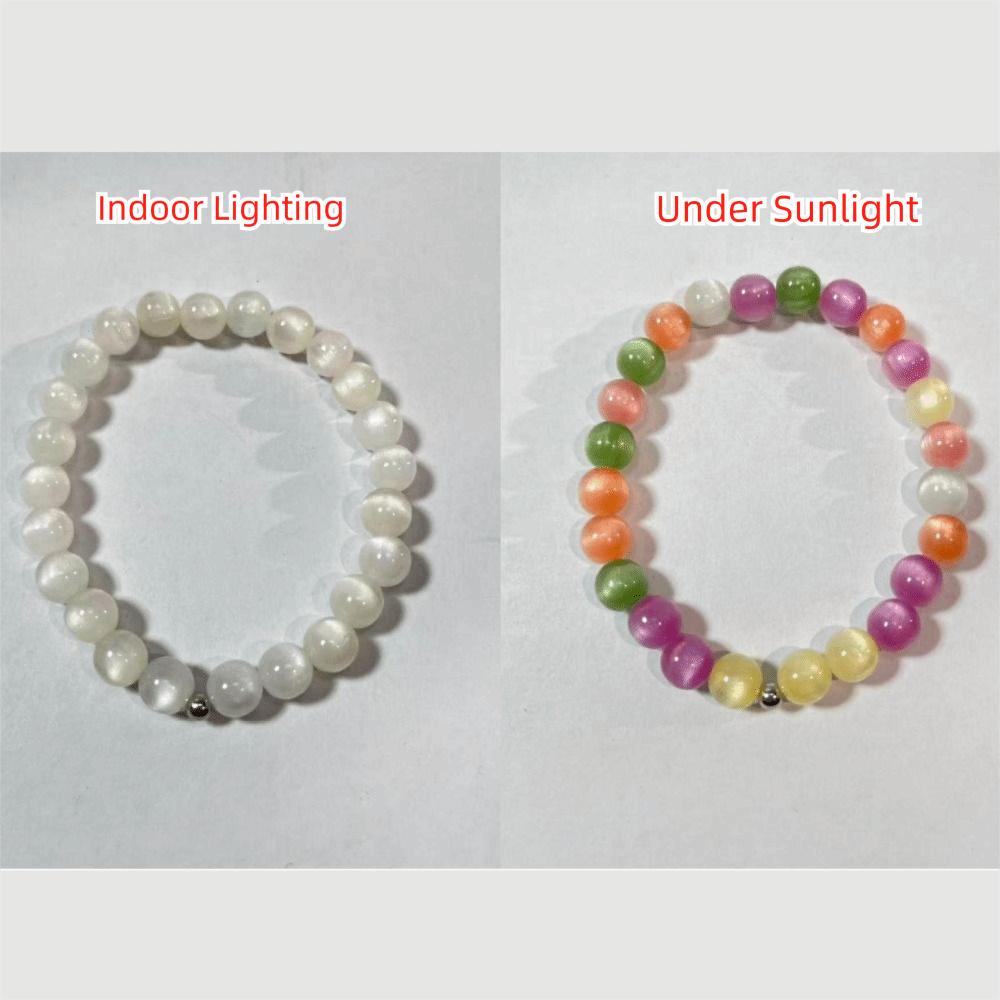 UV-reaktives Perlen-Halsketten-Armband-Set Katzenauge UV-reaktiver Choker Tägliches Tragen