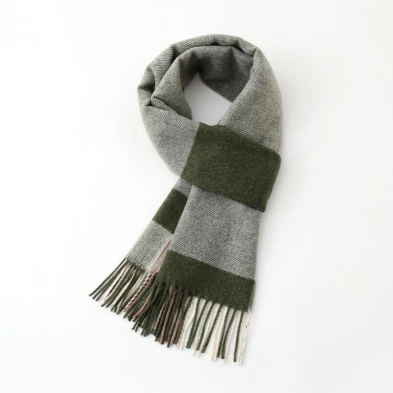 Luxury Autumn Winter Korean Plaid Scarf Women Thickening Warm Tassel Shawl Cashmere Muffler Fashion Designer Scarves