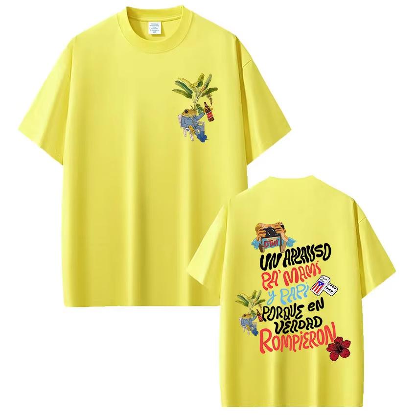 Rapper Bad Bunny T-shirt Debi Tirar Mas Fotos DTMF World Tour T Shirts Men's Clothing Fashion Hip Hop Oversized Unisex Harajuku High Quality