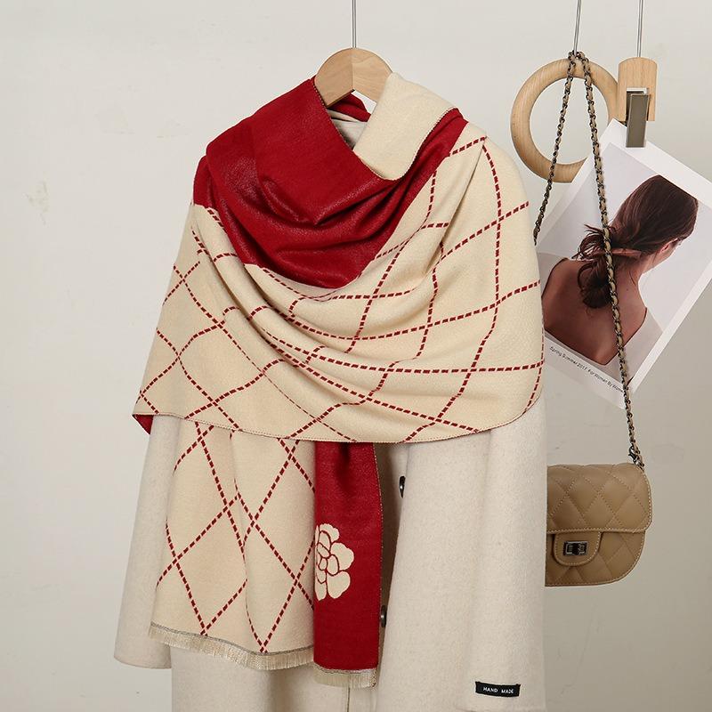 Scarf Women's Autumn and Winter New Imitation Cashmere Thickened Warm Shawl High Sense Fashion Versatile Student Light Luxury Scarf