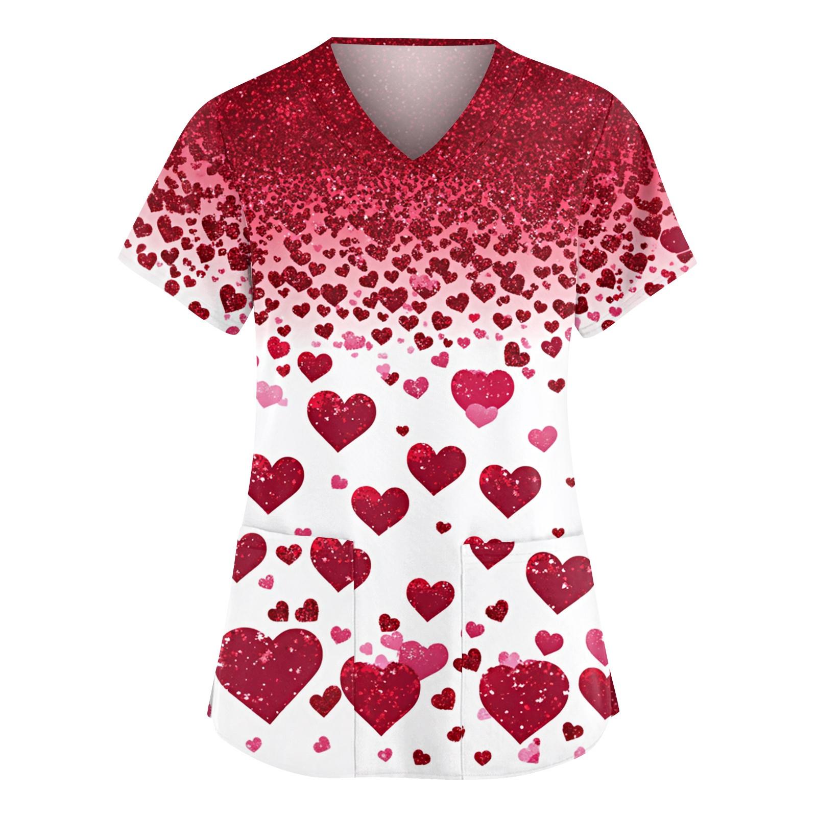 

Жіночий Модний Робочий Одяг з V-подібним Вирізом, Принтований, з Коротким Рукавом, Кишенею, Бічним Розрізом, Базовий Пуловер XL білий