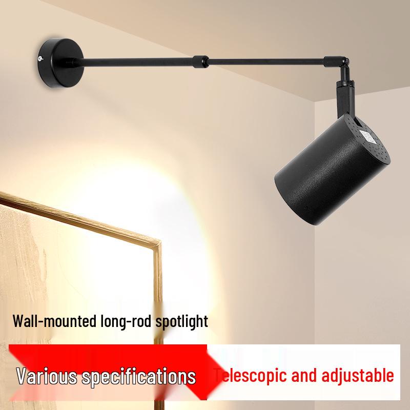 Adjustable Wall-Mounted LED Spotlight with Telescopic Arm for Exhibitions and Paintings