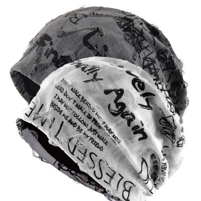 Thin Bonnet Letter Print Beanie Loose Style Wasteland Style Hip Hop Beanies Streetwear Design Pullover Hat Casual Headwear