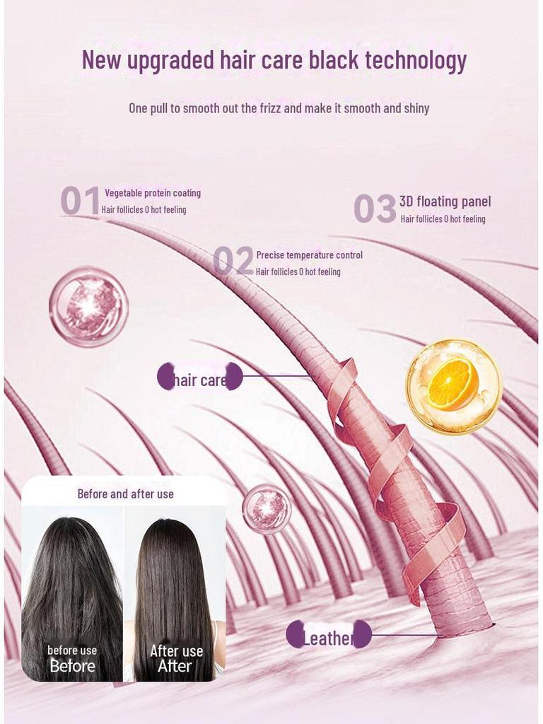Korean Portable Ionic Hair Straightening & Curling Comb - Dual Purpose Wireless Set