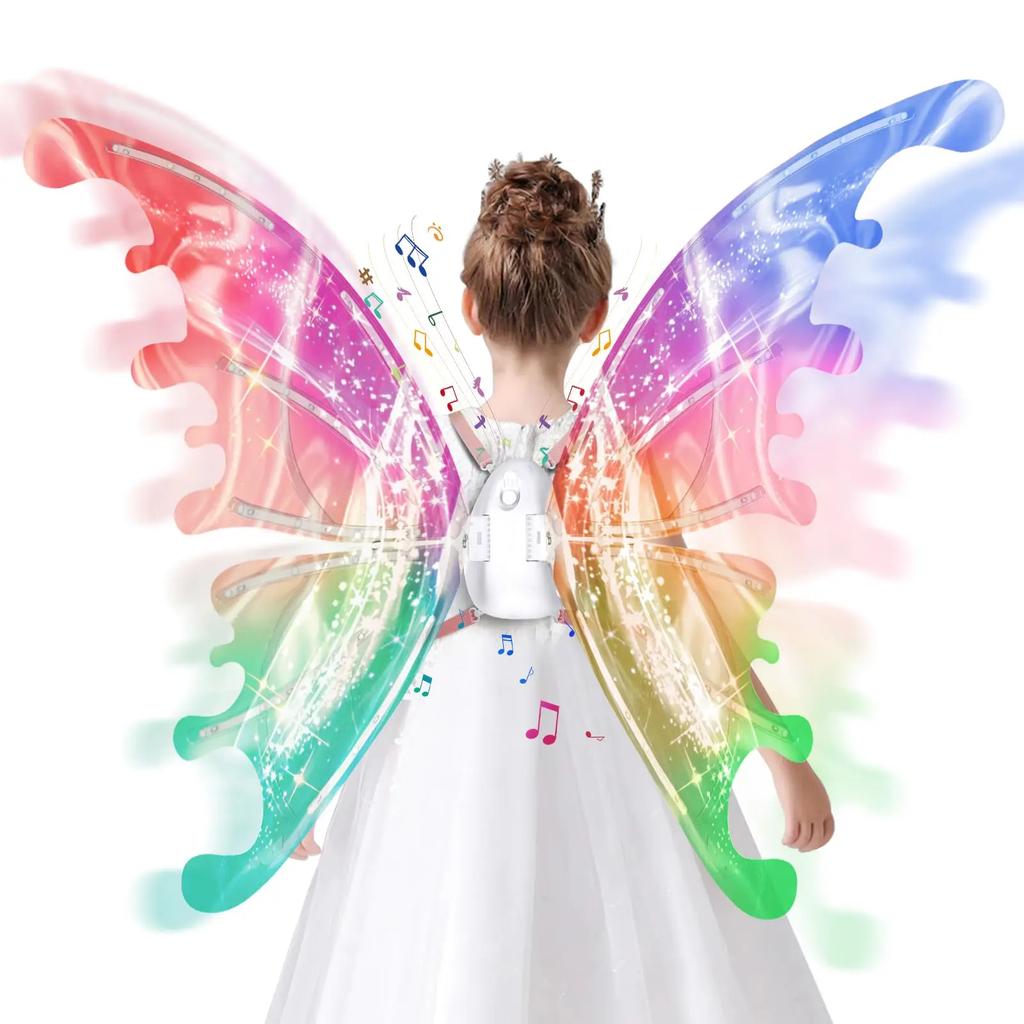 1PC Battery Powered Dreamy Fairy Wings Costume Accessory Angel Wings Girl Performance Props for Kids Elf Wings Party Decorations