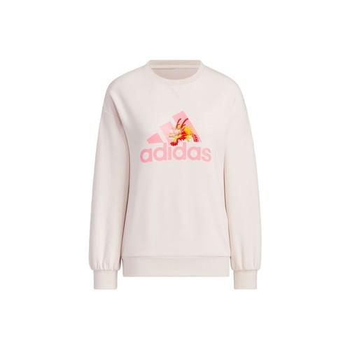 adidas Cartoon Print Casual Sports Crewneck Sweatshirt for Women, Light Pink L розовый/фиолетовый