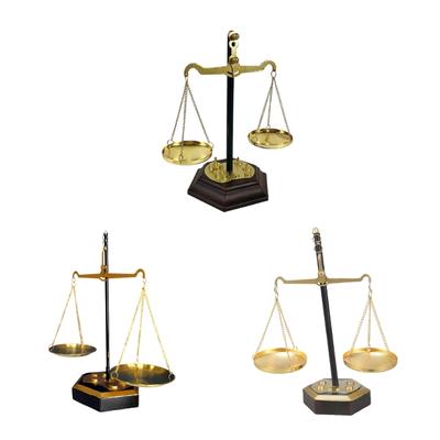 Artistic Metal Weighing Scale Decoration Ornament Antique Balance Scale Statue for Home and Lawyer Office Desktop Shelf
