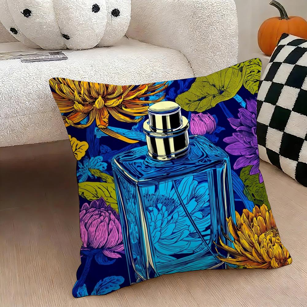Luxury perfume illustration Cushion Cover Natural Linen Double Sided Print Throw Pillow Case for Sofa Couch Home Decor