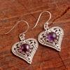 Amethyst February Birthstone Heart Earring 100% 925 Sterling Silver Women Solid Jewelry