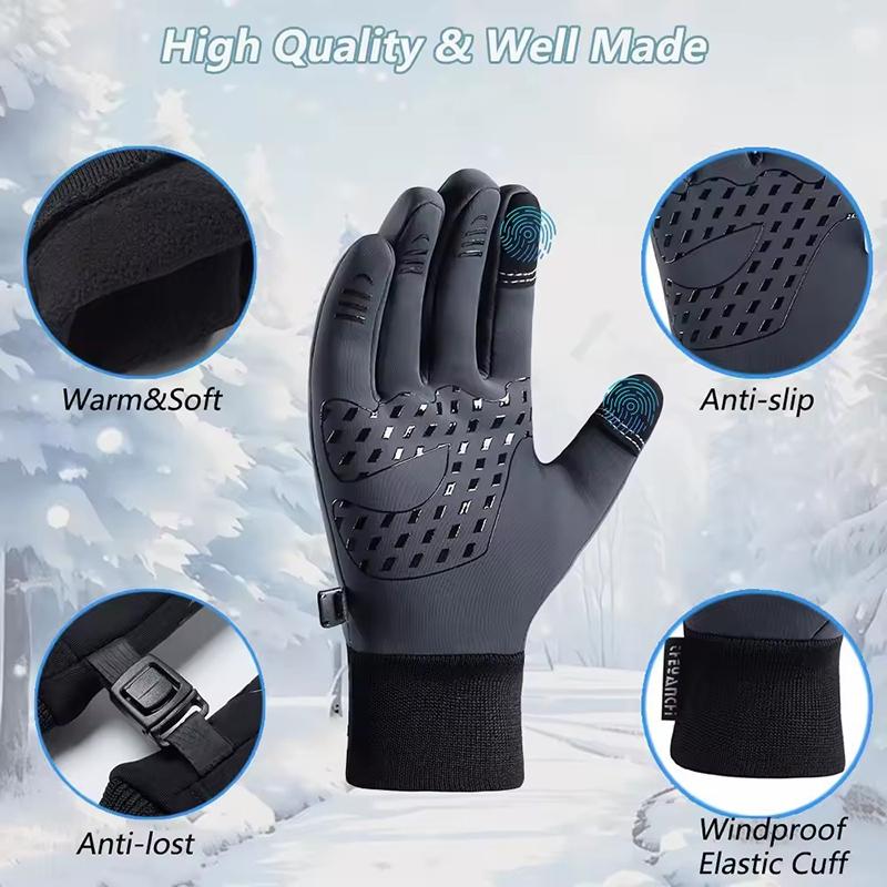 Winter Touch Screen Waterproof Gloves Unisex Outdoor Running Cycling Thick Warm Gloves Anti Slip Electric Bike Work Equipment
