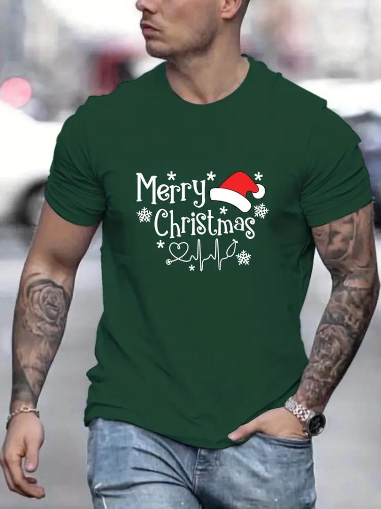 Men's Clothing Christmas Funny Shirt Short Sleeve Tee Shirt Men Tops Round Neck Santa Claus Tshirt Harajuku Loose Men T-Shirt