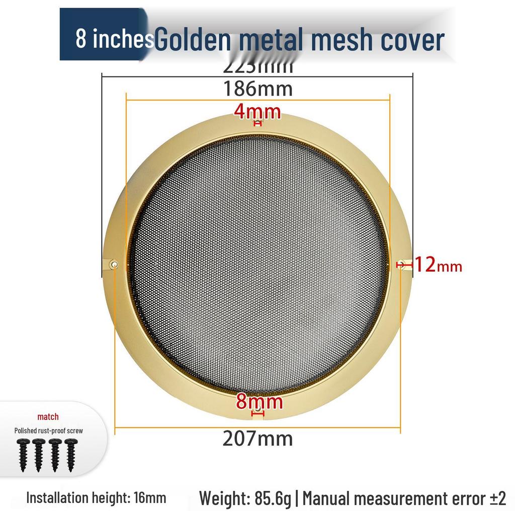 Metal Mesh Speaker Grille Dustproof Covers: 2-inch, 3-inch, 4-inch, 5-inch, 6.5-inch, 8-inch, 10-inch for Car Speakers.