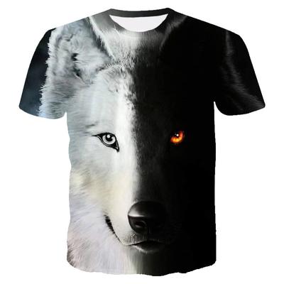 Animal Wolf 3D Printed Short Sleeve T-shirt Men's Trendy T-shirt Top