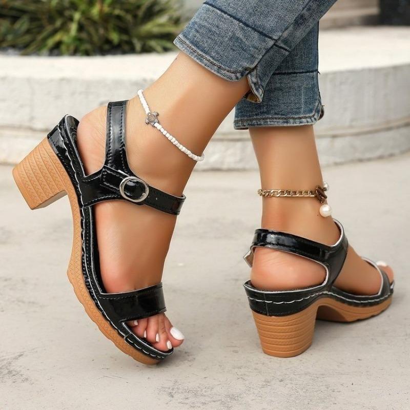 Fashion Braided Chunky Heeled Sandals for Women 2025 Summer Ankle Strap Platform Sandles Woman Casual Weaving Gladiator Sandalias Mujer
