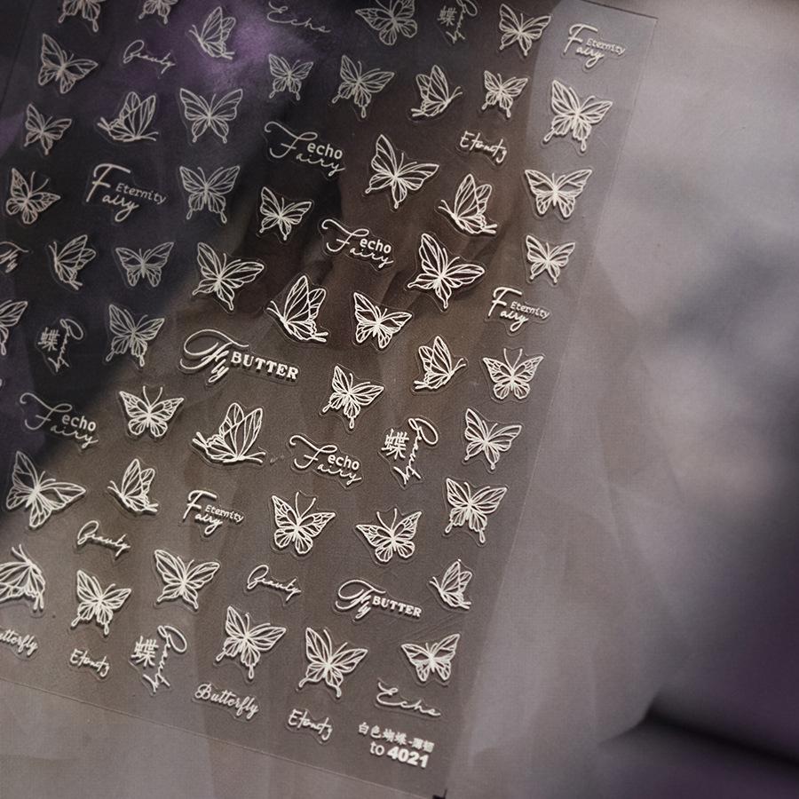 Adesivi per Unghie Farfalla Sottili Resistenti Bianco e Nero Fai da Te Creazione Adesivi Decorativi Creativi