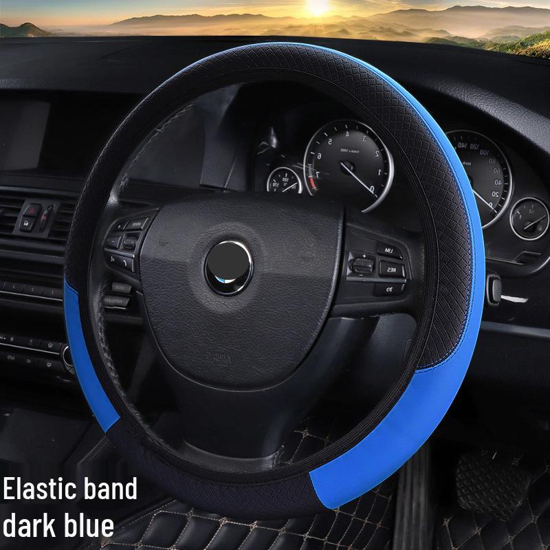 Comfortable Wear-Resistant Carbon Fiber Leather Steering Wheel Cover for 14.5-15 Inch Universal Female Cars.