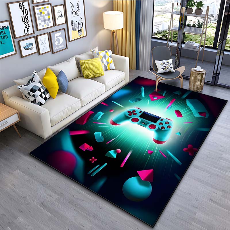 Modern Colorful Gaming Themed Print Rug for Living Room Bedroom Bedside Bathroom Floor Mat Home Area Rug Carpets Room Decor Gift