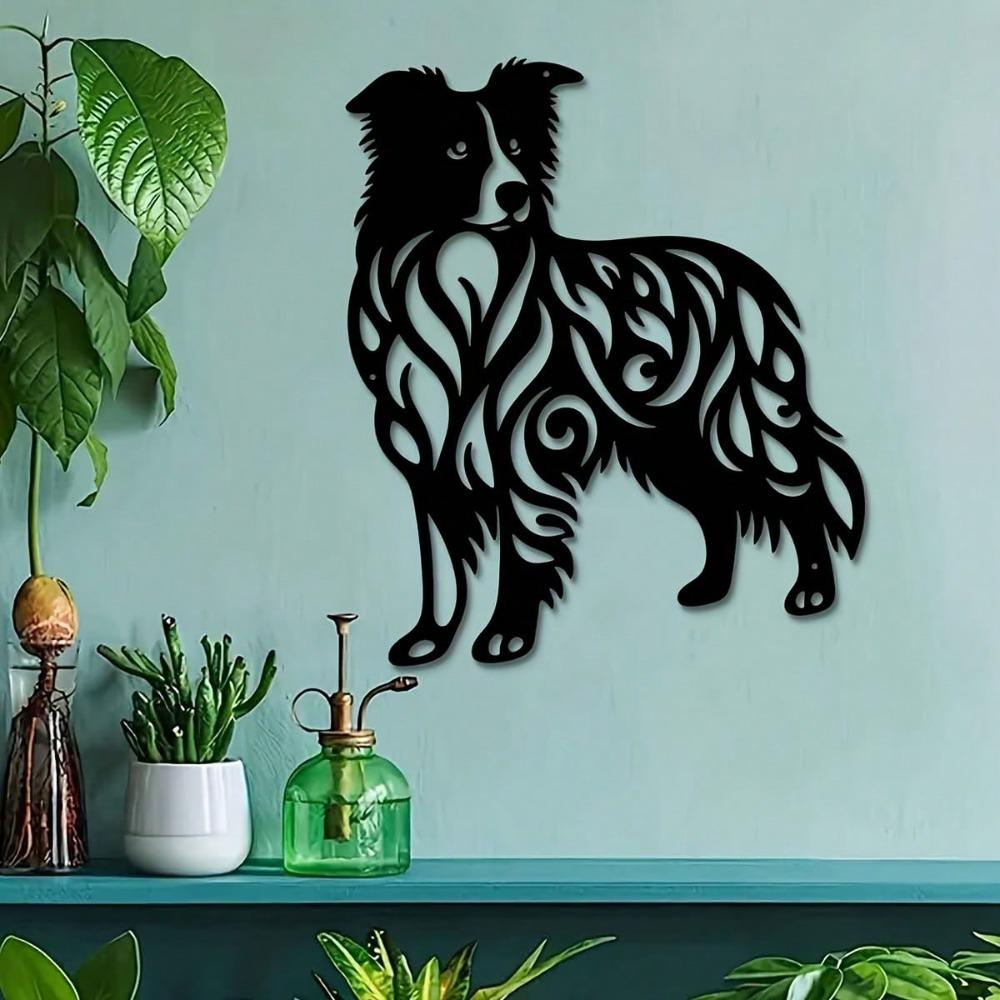 German Shepherd Metal Wall Art Black and White Indoor Outdoor Decor with Base Dog Lover Gift Garden Patio Home Decor Iron Craft