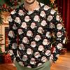 Men's Corduroy Long Sleeve Crewneck Top with Christmas Print for Holiday Casual Wear