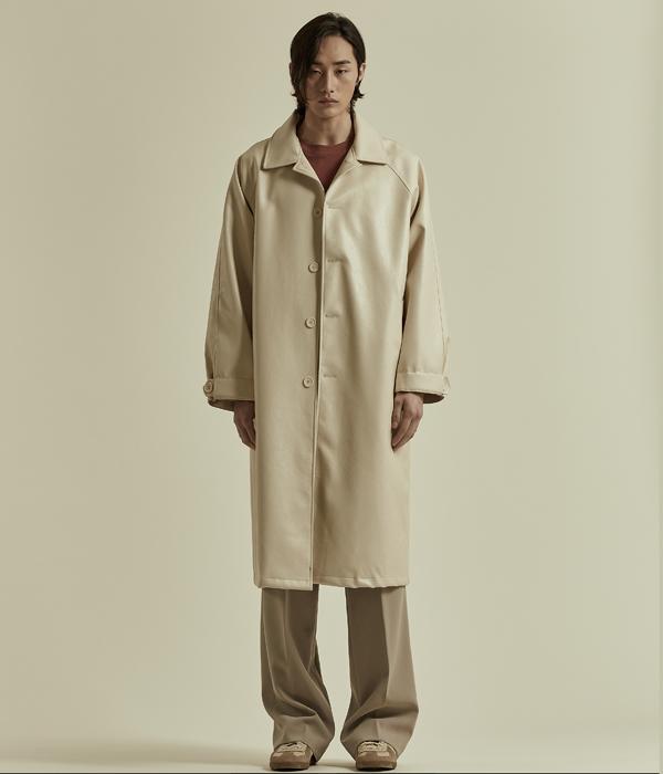 Marbete Vegan Leather Line Coat Cream